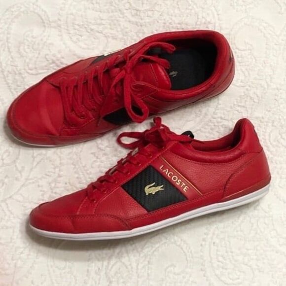 Lacoste Other - Lacoste Shoes Size 9.5M Fashion Sneakers Red and Black